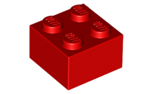 Lego kostka 2x2 použitá červená