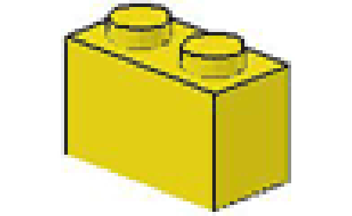 Lego kostka 1 x 2 žlutá