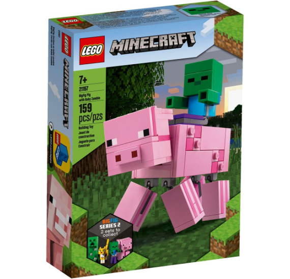 LEGO Minecraft 21157 Velká figurka: Prase s malou zombie